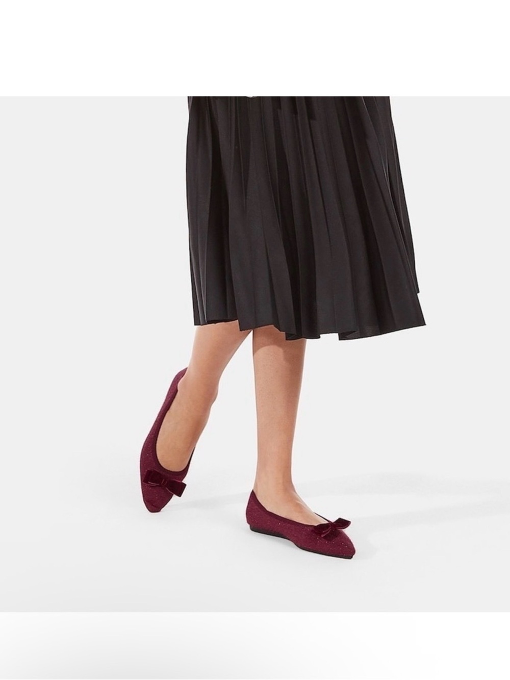 VIVAIA Point Flats Burgundy Knit Bow Accent Ballet Shoes EU/42 US/
10.5